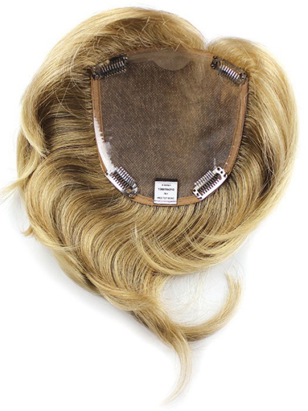 Blonde Straight Remy Human Hair Mono Medium Top Piece