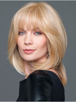 Human Hair Mono Medium Top Piece With Bang