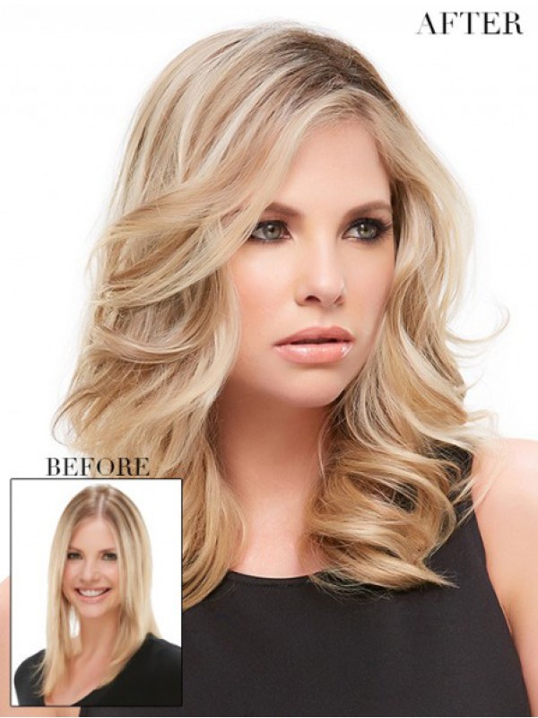 Natural Wavy Blonde Remy Human Hair Mono Hair Pieces