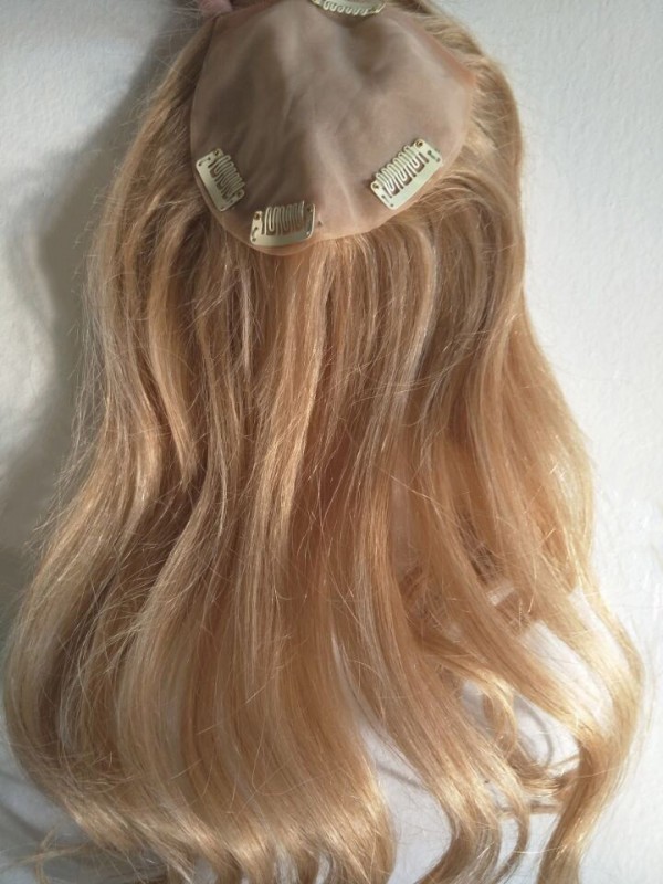 Wavy Blonde 100% Human Hair Mono Hair Pieces