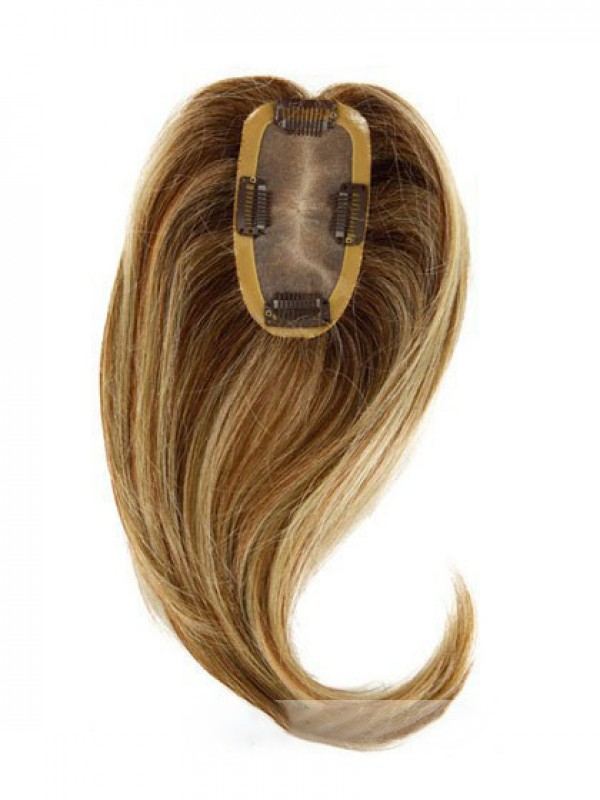 Wavy Brown Remy Human Hair Mono Hair Pieces