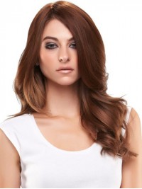 Fashionable Wavy Auburn Remy Human Hair Mono Hair Pieces