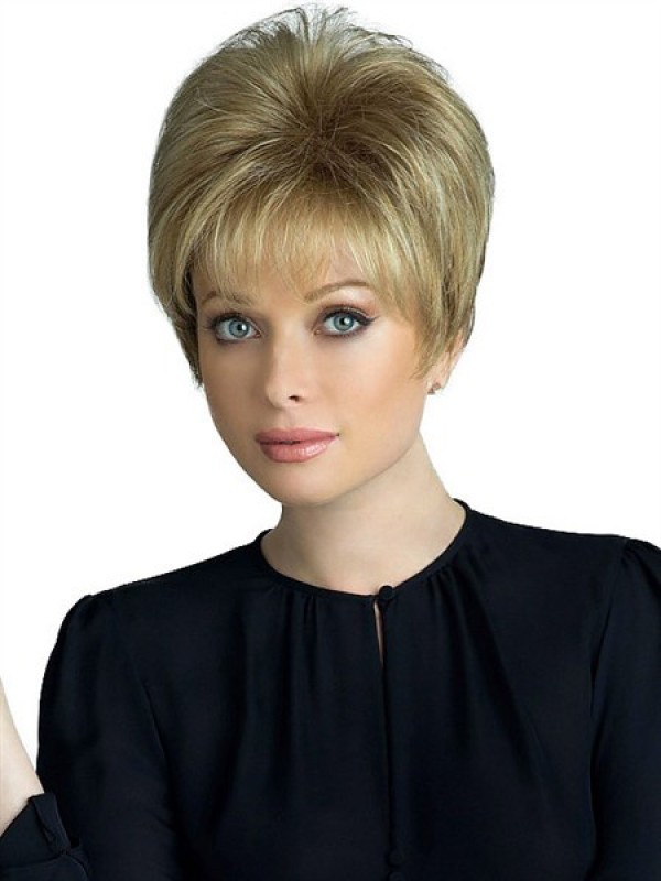 Short Straight Blonde Human Hair Pieces