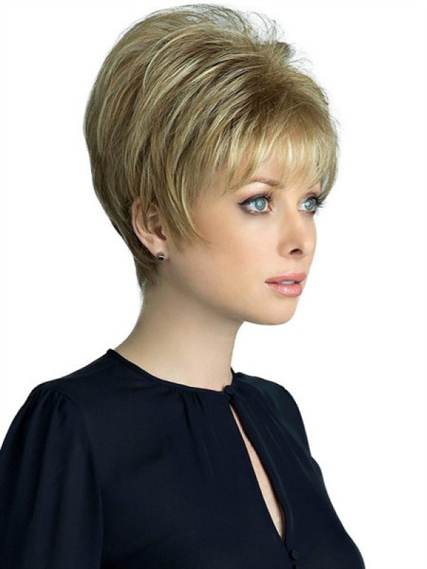 Short Straight Blonde Human Hair Pieces