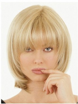Short Straight Blonde Remy Human Hair Mono Hair Pi...