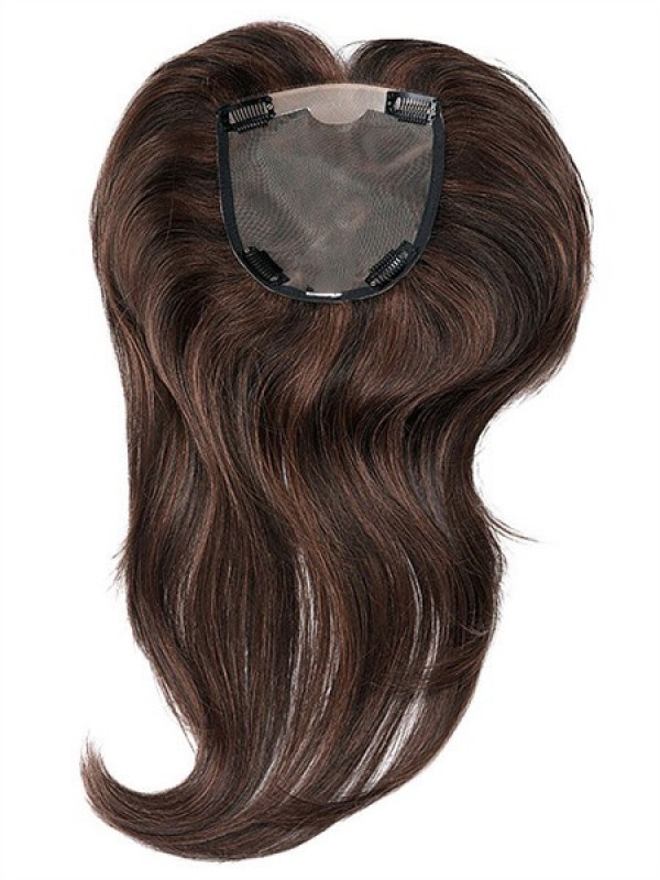 Wavy Brown Human Hair Mono Hair Pieces