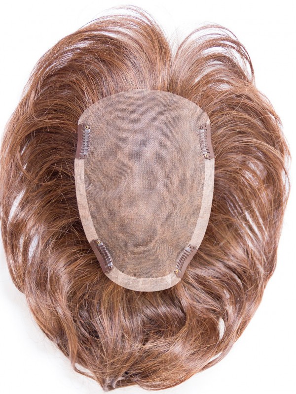 Short Straight Brown Human Hair Mono Hair Pieces