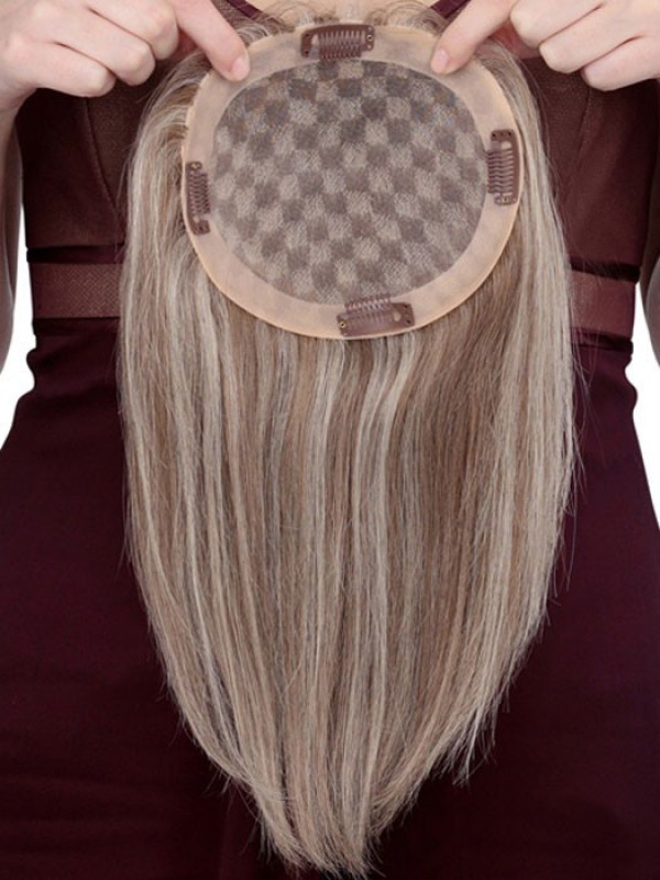 Sunny Blonde Brown Human Hair Mono Top Piece