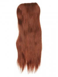 Long Red Human Hair Hairpiece For Ladies