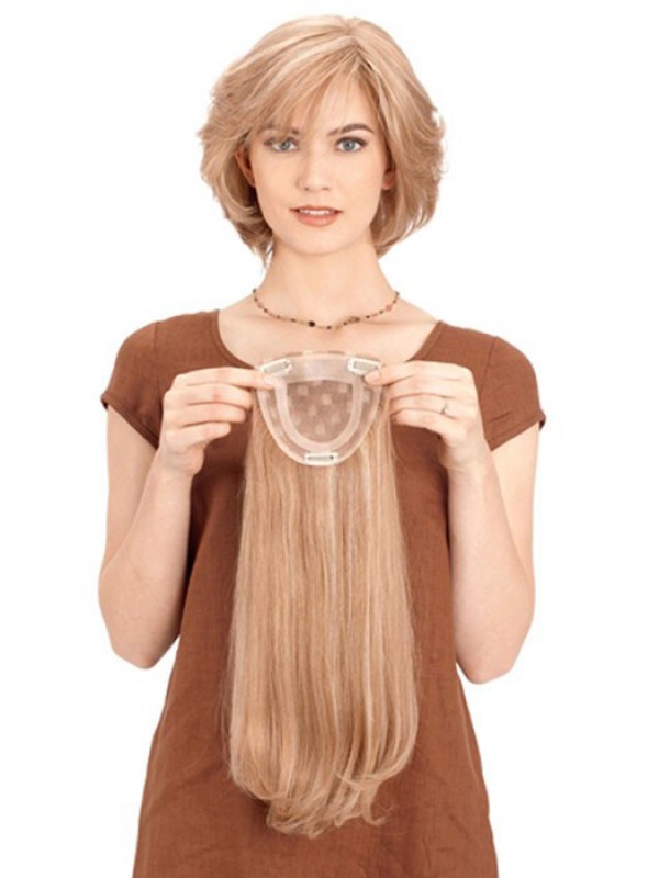 Simple Blonde Long Human Hair Top Piece