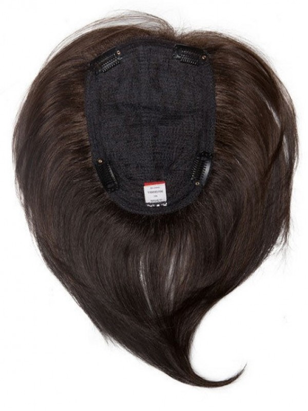 Black Straight Medium Human Hair Top Piece