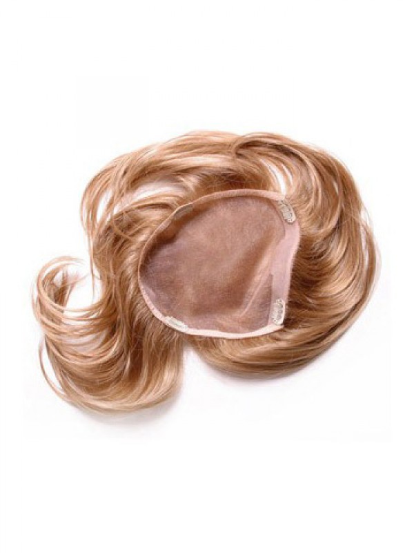 Brown Wavy Remy Human Hair Mono Hair Pieces