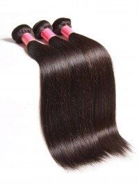 Straight Virgin Hair Weave 3 Bundles With Lace Closure Soft Unprocessed Virgin Human Hair