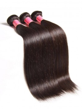 Straight Virgin Hair Weave 3 Bundles With Lace Clo...