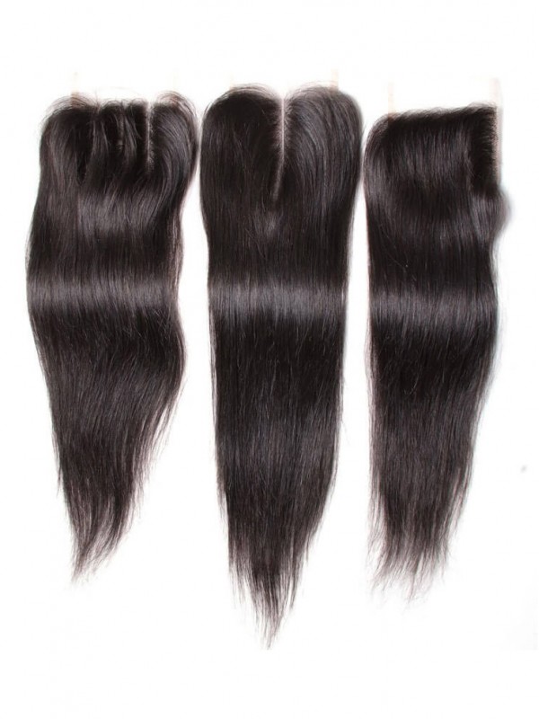 Straight Virgin Hair Weave 3 Bundles With Lace Closure Soft Unprocessed Virgin Human Hair