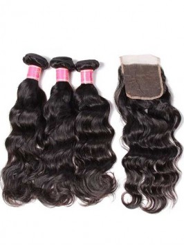 Natural Wave Nadula Virgin Hair Weave 3 Bundles Wi...