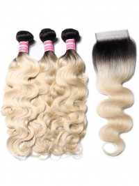 1B/613 Body Wave Ombre Hair 3 Bundles With 4x4 Lace Closure Nadula Best Virgin Human Hair