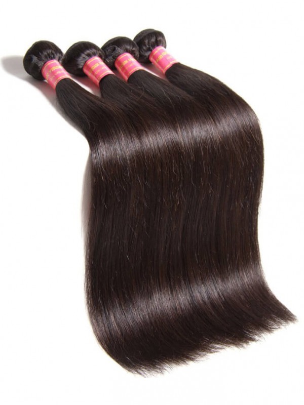 4 Bundles Virgin Straight Human Hair Weave With Lace Frontal Closure