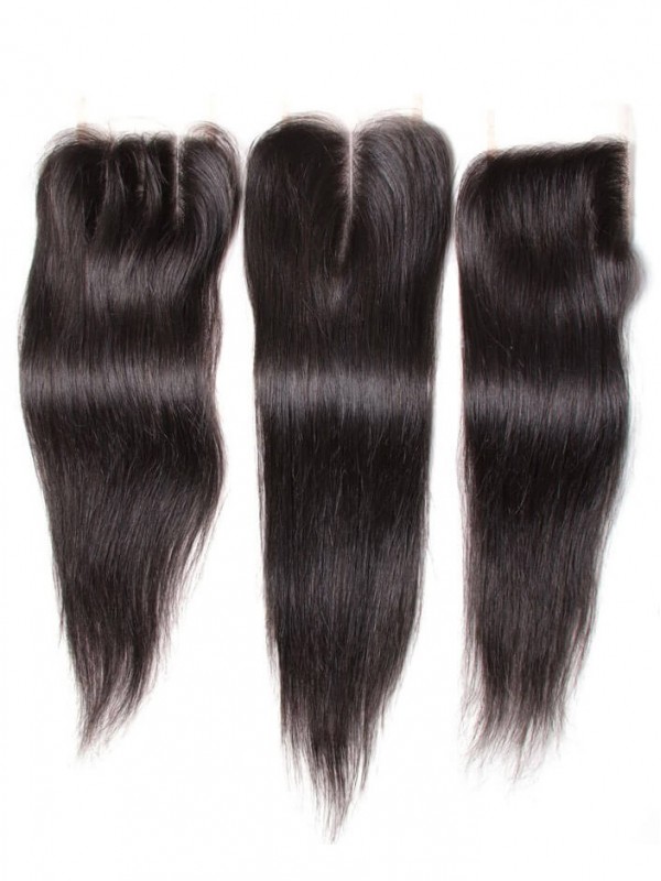 4 Bundles Virgin Straight Human Hair Weave With Lace Frontal Closure