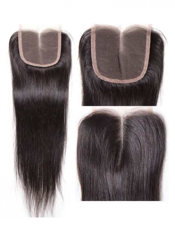 4 Bundles Virgin Straight Human Hair Weave With Lace Frontal Closure