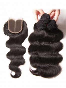 4 Bundles Body Wave Hair Weave With Lace Closure 1...
