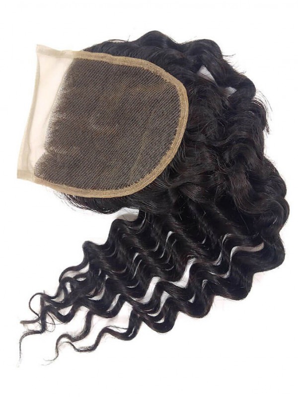 Deep Wave Virgin Hair Weave 4 Bundles With Closure 12in-26in Virgin Hair With 10in-20in Lace Closure