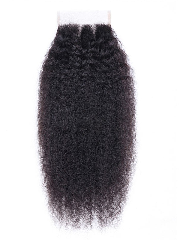 Virgin Kinky Straight Unprocessed Hair Weave 4 Bundles With 1 Lace Closure Human Hair Extensions