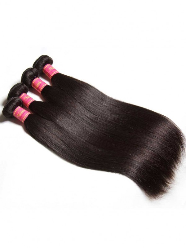 Best Virgin Brazilian Straight Hair 3 Bundles With Lace Front Closure