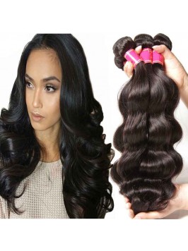 Virgin Hair 100 Peruvian Body Wave Hair Bundles Wi...