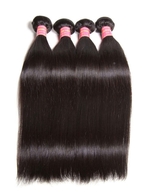 4 Bundles Straight Virgin Hair Weave With Lace Frontal Closure 13x4 Affordable Human Hair Extensions