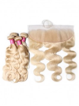 Human Hair Body Weave Color 613 Blonde Hair 100% R...