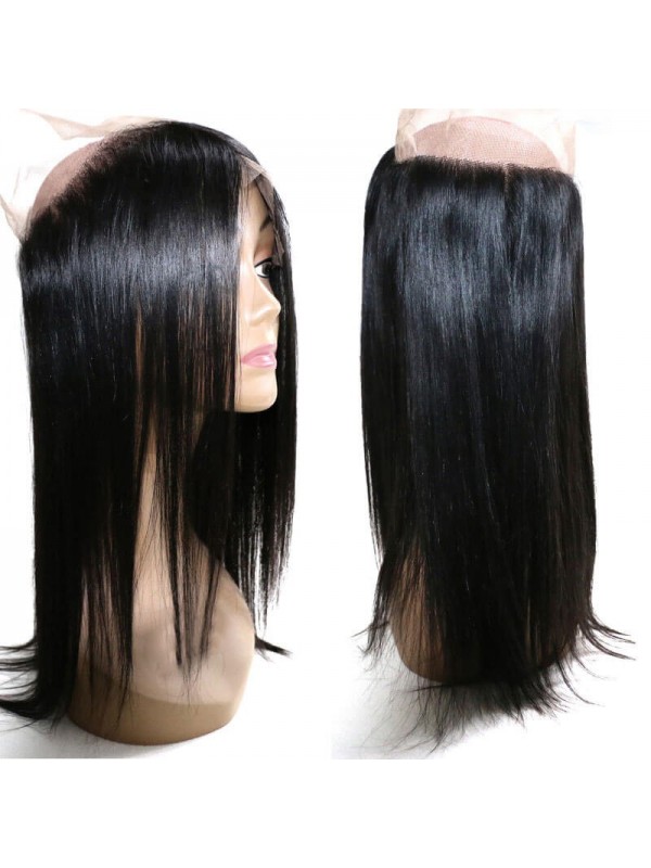 2pcs Straight Virgin Hair Weave Bundles With 360 Lace Closure Virgin Remy Human Hair