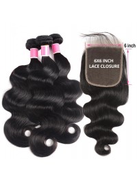 Body Wave 3 Hair Bundle Deals With 6x6 Body Wave Closure