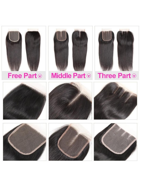 Unprocessed Brazilian Hair 3 pcs Straight With 4*4 Lace Closure
