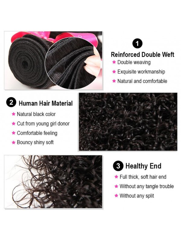 Kinky Curly Hair 3 Bundles With 4*4 Lace Closure Soft Brazilian Hair