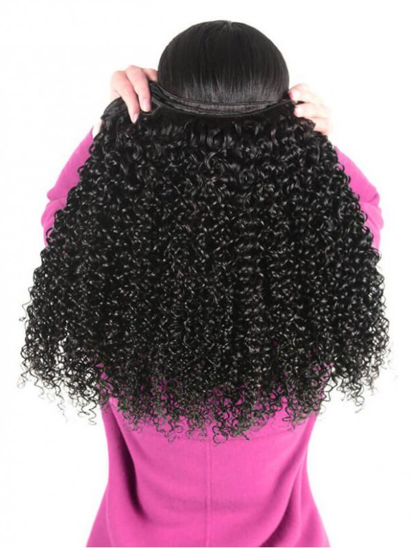 Kinky Curly Hair 3 Bundles With 4*4 Lace Closure Soft Brazilian Hair