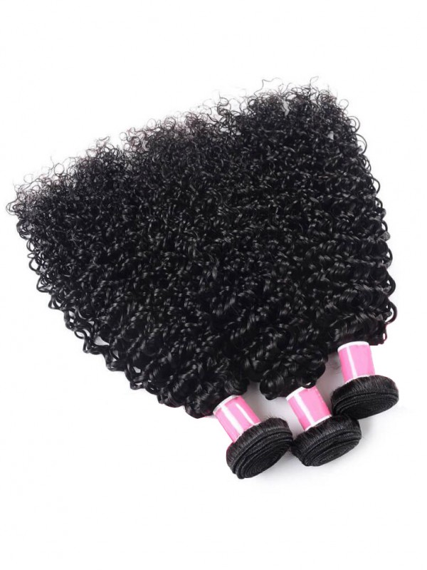 Kinky Curly Hair 3 Bundles With 4*4 Lace Closure Soft Brazilian Hair