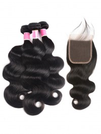 Body Wave 3 Bundles With Lace Closure Unprocessed Peruvian Hair