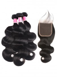Body Wave 3 Bundles With Lace Closure Unprocessed Peruvian Hair