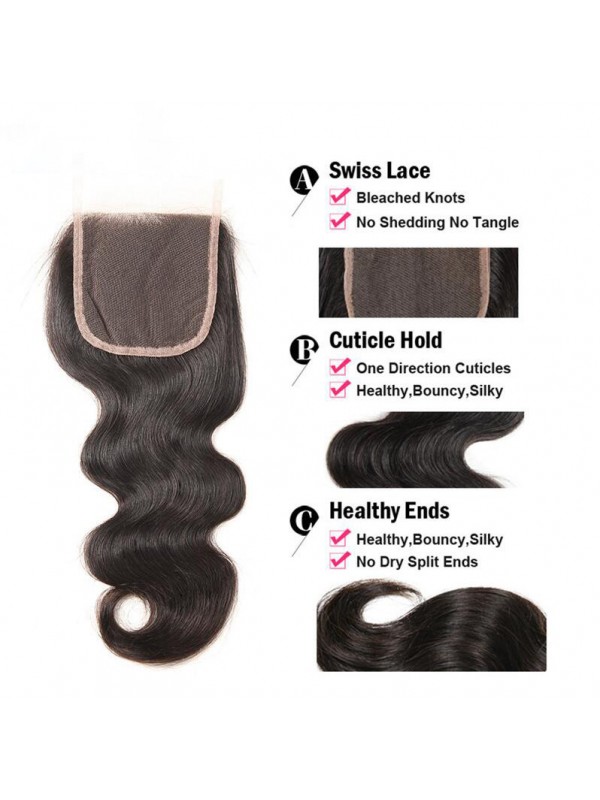 Body Wave 3 Bundles With Lace Closure Unprocessed Peruvian Hair