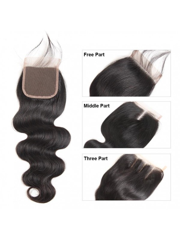 3 bundles Body Wave with lace closure Indian