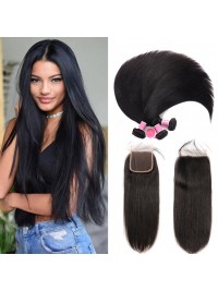 Malaysian Virgin Hair 3pcs Straight with 4*4 Lace Closure