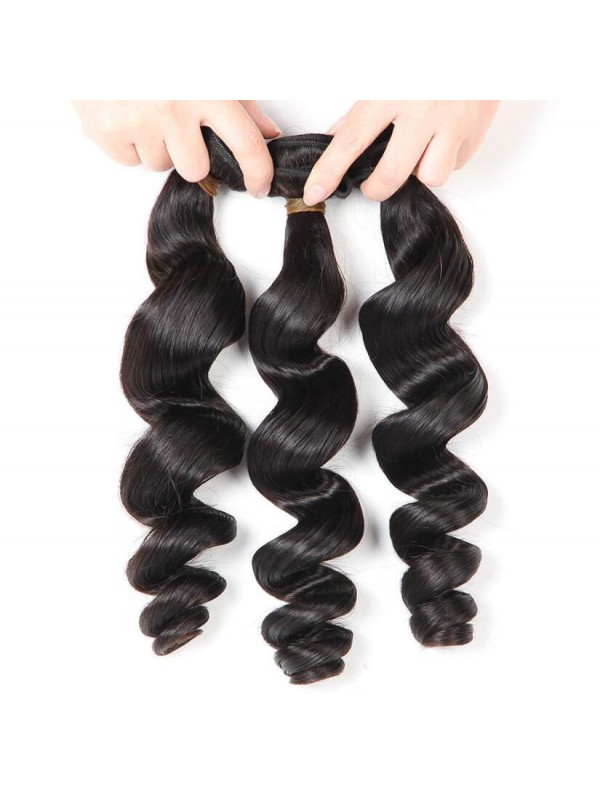 3pcs/packet Loose Wave With 4*4 Lace Closure Peruvian Human Hair