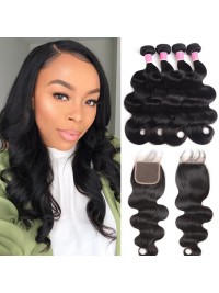 Malaysian Virgin Hair 4pcs Body Wave with 4*4 Lace Closure