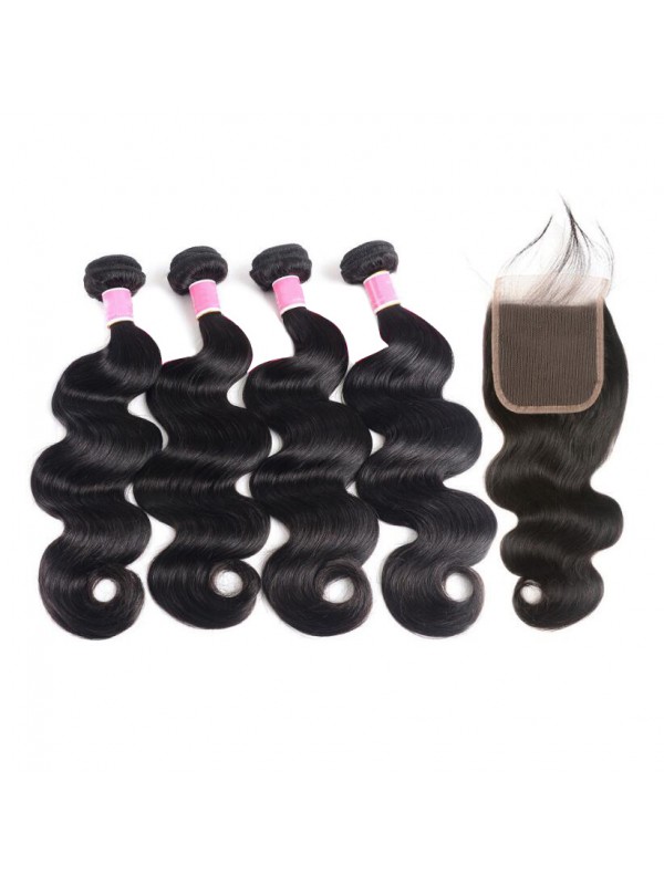 Malaysian Virgin Hair 4pcs Body Wave with 4*4 Lace Closure
