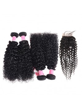 Cheap Real Hair Extensions 4 Bundles Kinky Curly W...