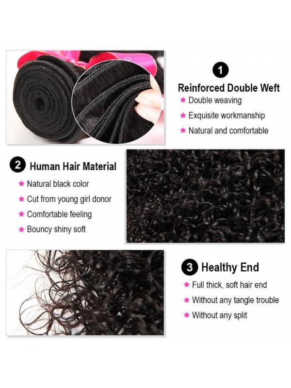 Cheap Real Hair Extensions 4 Bundles Kinky Curly With Lace Closure With Baby Hair