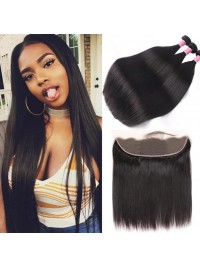 Brazilian Straight Virgin Hair 3 pcs with 13x4 Lace Frontal