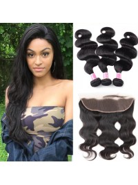 3pcs/packet Body Wave With 13*4 Lace Frontal Pearl Peruvian Hair