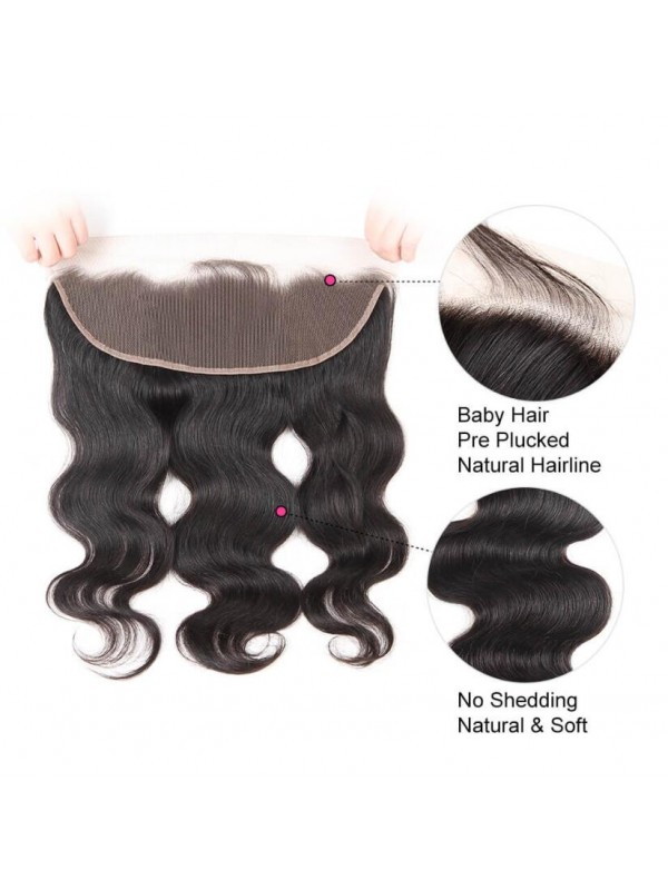 3pcs/packet Body Wave With 13*4 Lace Frontal Pearl Peruvian Hair